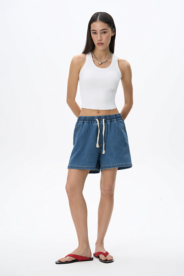 Drawstring shorts made of 100% cotton - BRUSNIKA Women Clothes