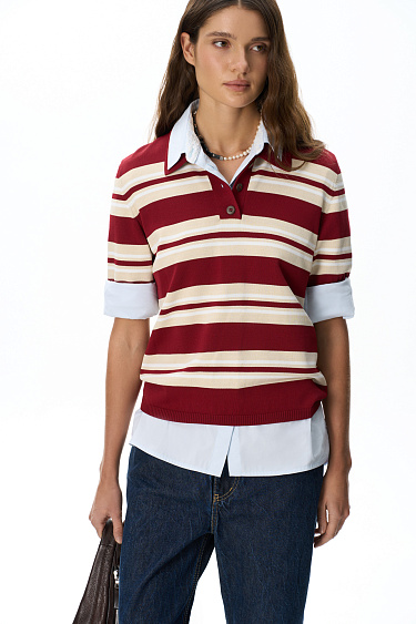 Striped viscose polo - BRUSNIKA Women Clothes