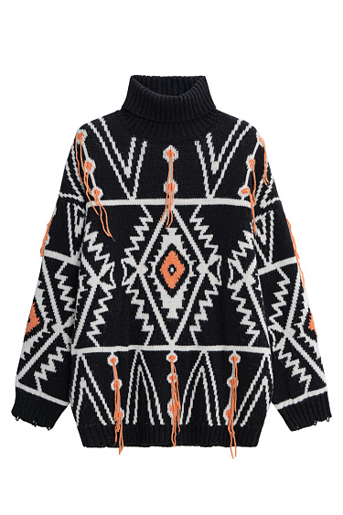 Knitted jumper with a geometric pattern - BRUSNIKA Women Clothes