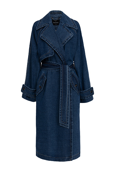 Oversized double-breasted denim trench - BRUSNIKA Women Clothes