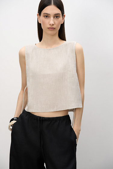 Linen tie top - BRUSNIKA Women Clothes