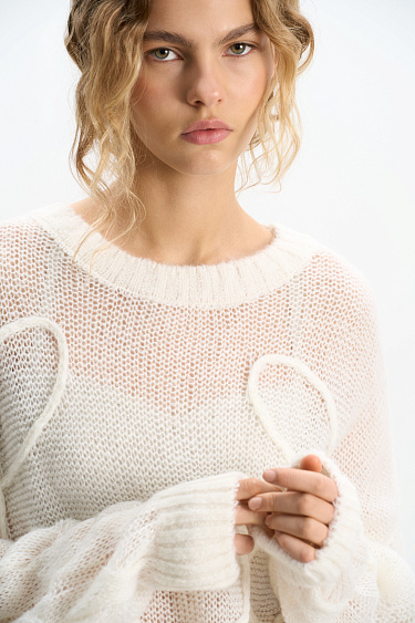 Jumper with a voluminous decor - BRUSNIKA Women Clothes
