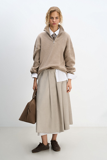 Jumper with a stand collar and a zippe - BRUSNIKA Women Clothes