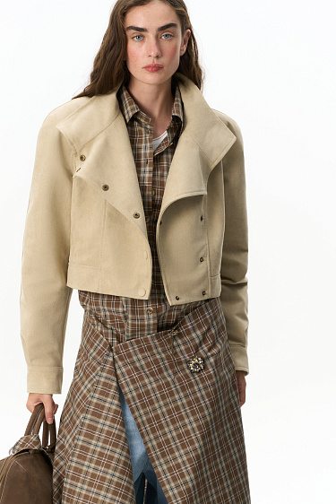 suede jacket with a stand‑up collar - BRUSNIKA Women Clothes