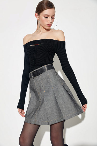 Pleated denim skirt - BRUSNIKA Women Clothes