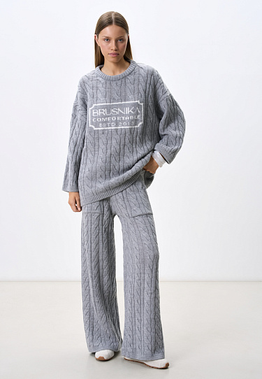 Knitted trousers with braids - BRUSNIKA Women Clothes