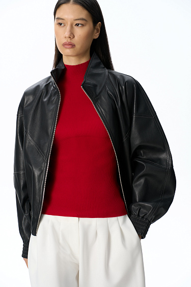 Faux leather bomber jacket - BRUSNIKA Women Clothes