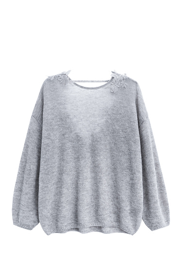 Merino wool jumper with lace - BRUSNIKA Women Clothes