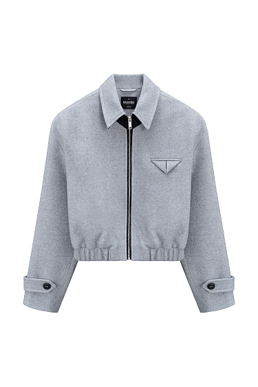 wool bomber jacket with a turn‑down collar - BRUSNIKA Women Clothes