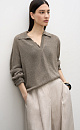 100% linen jumper with a polo collar - BRUSNIKA. Women clothes