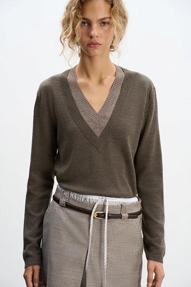 V‑neck longsleeve - BRUSNIKA Women Clothes