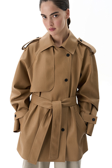 Trench coat made of double-sided eco-leather - BRUSNIKA Women Clothes