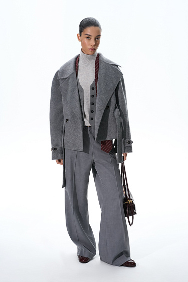 Short trench coat made of wool - BRUSNIKA Women Clothes