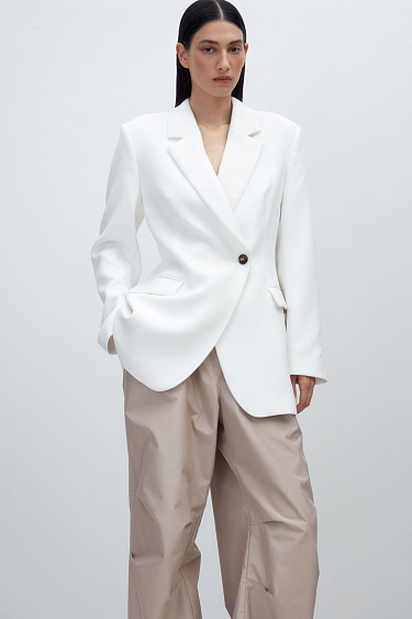 Single-breasted polyviscose blazer - BRUSNIKA Women Clothes