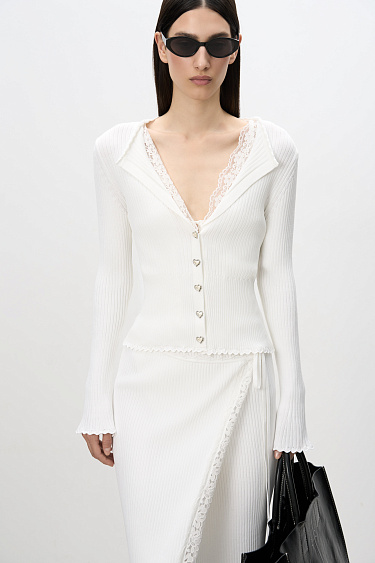 Viscose cardigan with lace - BRUSNIKA Women Clothes