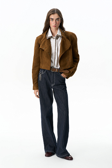 suede jacket with a stand‑up collar - BRUSNIKA Women Clothes