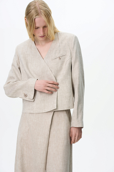 Cropped wrap blazer - BRUSNIKA Women Clothes