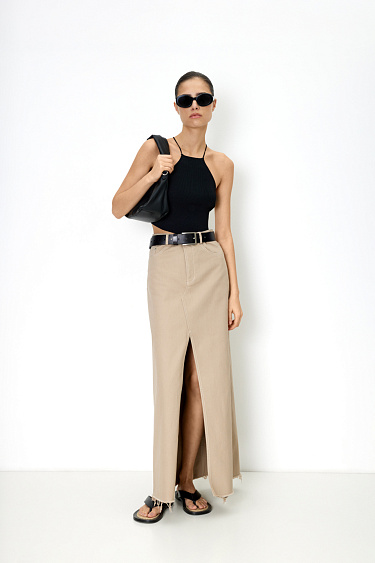 Denim skirt with slit - BRUSNIKA Women Clothes