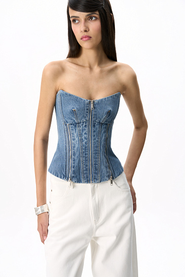 Denim corset with a zipper - BRUSNIKA Women Clothes