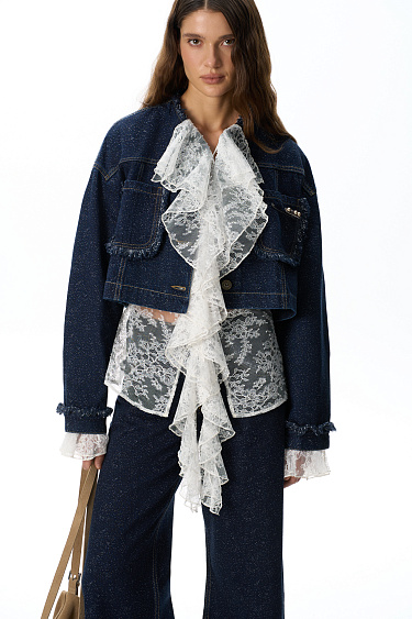 Fringed denim jacket - BRUSNIKA Women Clothes