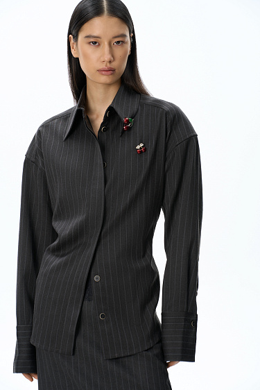 Wool shirt with big shoulders - BRUSNIKA Women Clothes