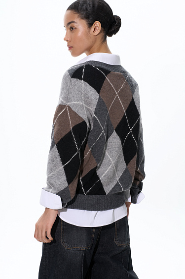 Cashmere jumper with an Argyle pattern - BRUSNIKA Women Clothes