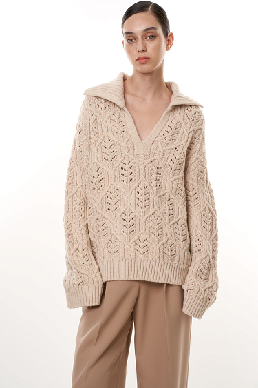 Openwork jumper with polo collar - BRUSNIKA Women Clothes