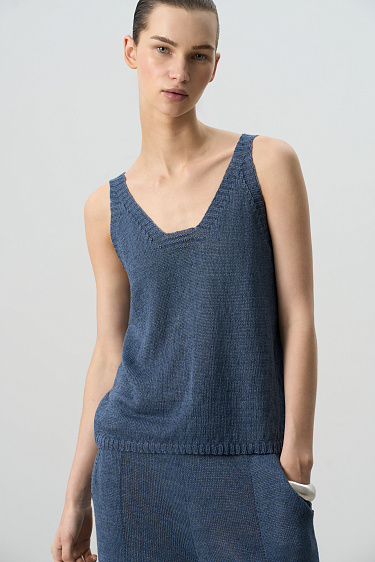 100% linen knit top - BRUSNIKA Women Clothes