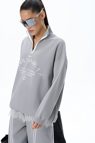 Jumper with a stand-up collar - BRUSNIKA Women Clothes