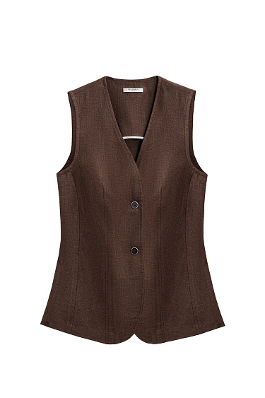 Long-sleeved vest made of 100% linen - BRUSNIKA Women Clothes
