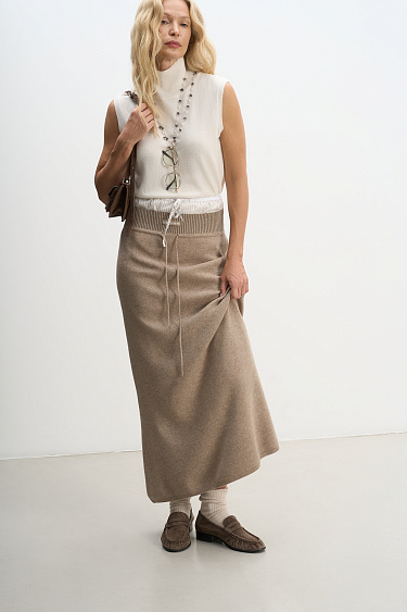 Knitted vest with a high collar - BRUSNIKA Women Clothes