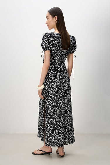 Printed dress with lace decor - BRUSNIKA Women Clothes