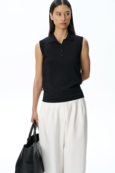 Top with a polo collar - BRUSNIKA Women Clothes