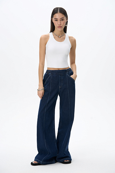 Straight jeans with elastic band - BRUSNIKA Women Clothes