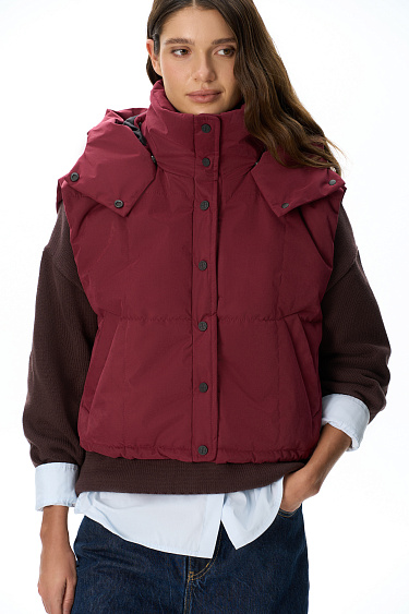 vest with a stand‑up collar and a hood - BRUSNIKA Women Clothes