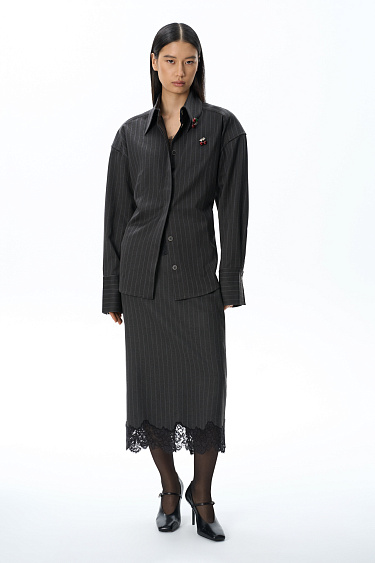 Wool shirt with big shoulders - BRUSNIKA Women Clothes