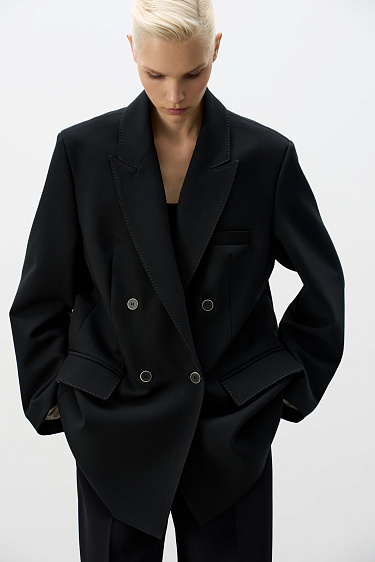 Straight Double-breasted Jacket - BRUSNIKA Women Clothes