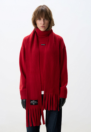Ribbed scarf with fringe - BRUSNIKA Women Clothes