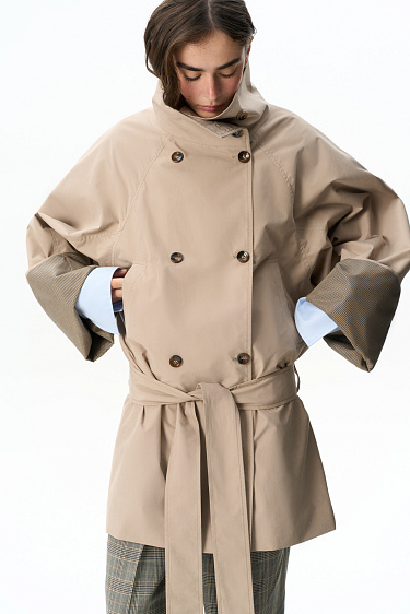 Trench coat with turned-up sleeves - BRUSNIKA Women Clothes