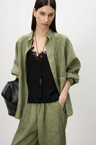 100% linen shirt with raglan sleeves - BRUSNIKA Women Clothes