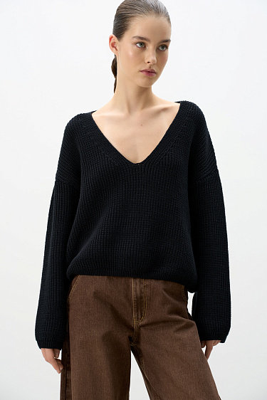 V-neck cotton knit jumper - BRUSNIKA Women Clothes