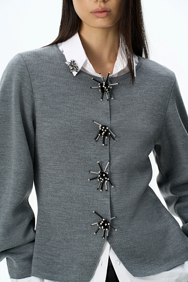 Magnetic-button jacket with decoration - BRUSNIKA Women Clothes