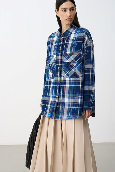 Checkered shirt with tie-dye effect - BRUSNIKA Women Clothes