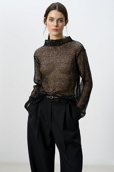 Transparent top with sequins - BRUSNIKA Women Clothes