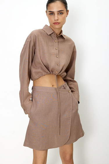 100% linen skort  - BRUSNIKA Women Clothes