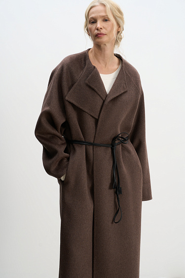 Wool coat with an asymmetrical lapel - BRUSNIKA Women Clothes