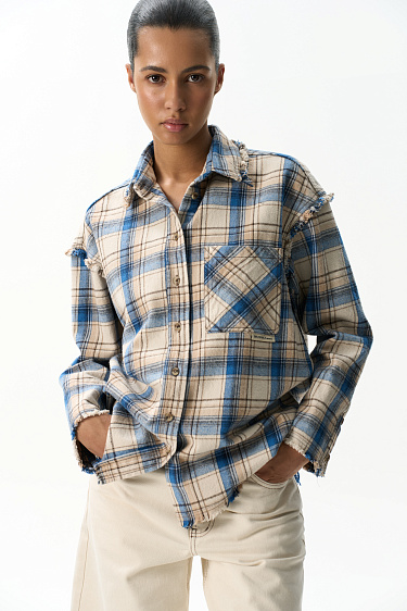 100% cotton plaid shirt - BRUSNIKA Women Clothes