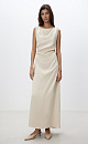 Satin dress with draping on the shoulders - BRUSNIKA. Women clothes