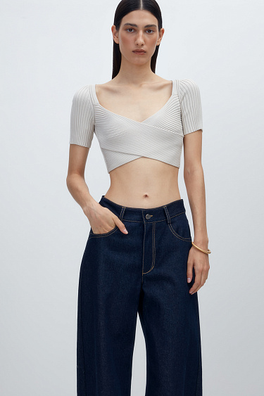 Crossed neckline top - BRUSNIKA Women Clothes
