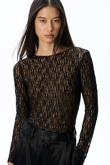 Lace longsleeve with sequins - BRUSNIKA Women Clothes